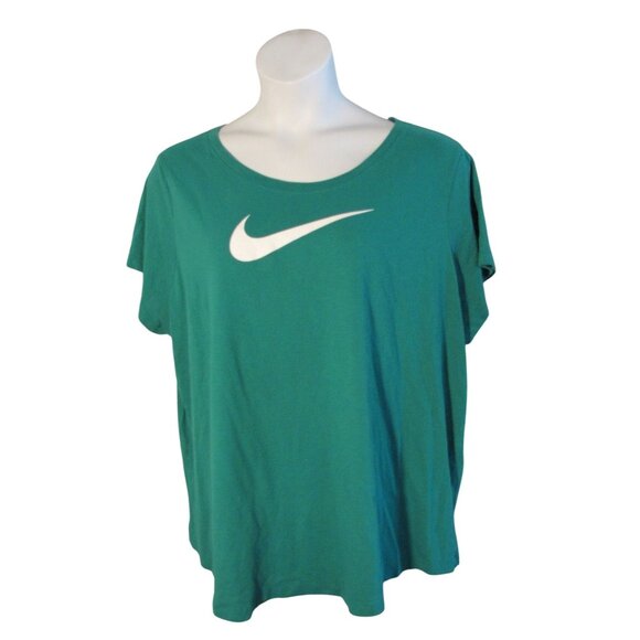 The Nike Tee Dri-Fit 2X Green Knit Top Swoosh - Picture 1 of 3